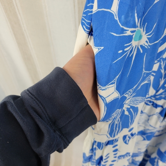 Polagram Floral Midi Dress Blue‎ White Size 2XL Modest - Picture 4 of 12